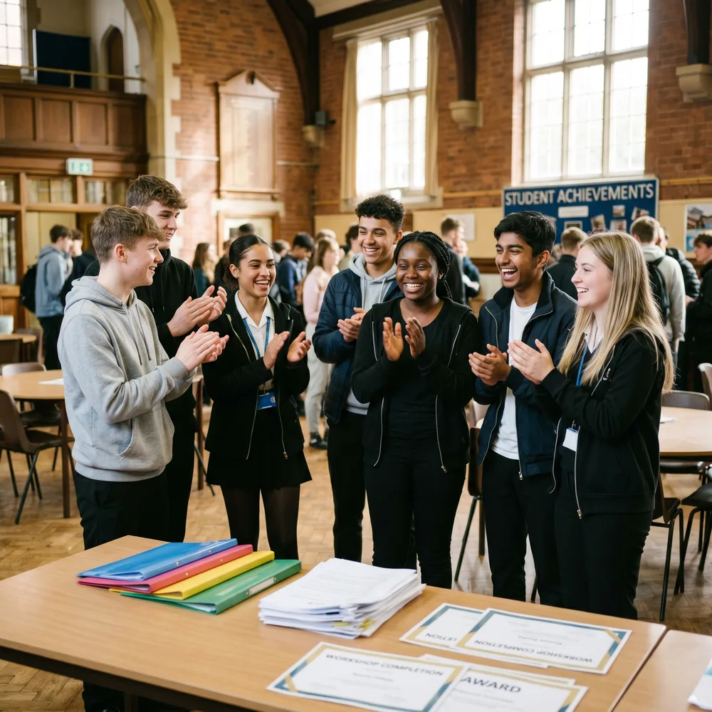 Students celebrating completing a coaching workshop
